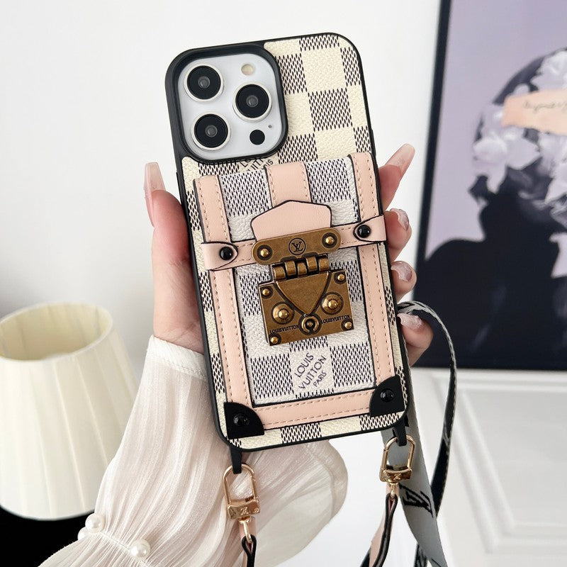 Πολυτελής Μαύρη & Λευκή θήκη για iPhone με αλυσίδα χιαστί