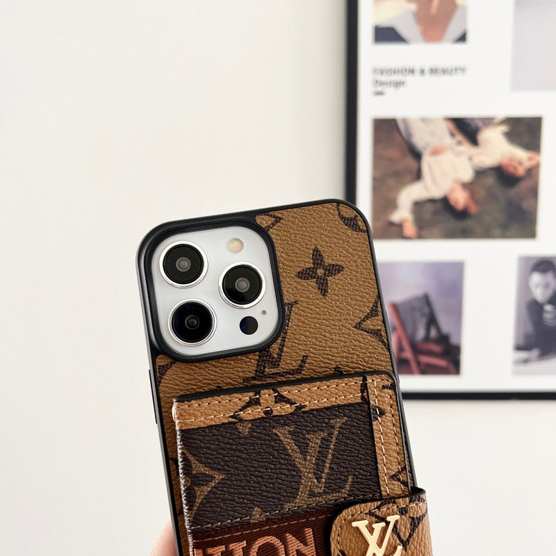 Luksus kortveskekjede Klassisk brunt iPhone-deksel