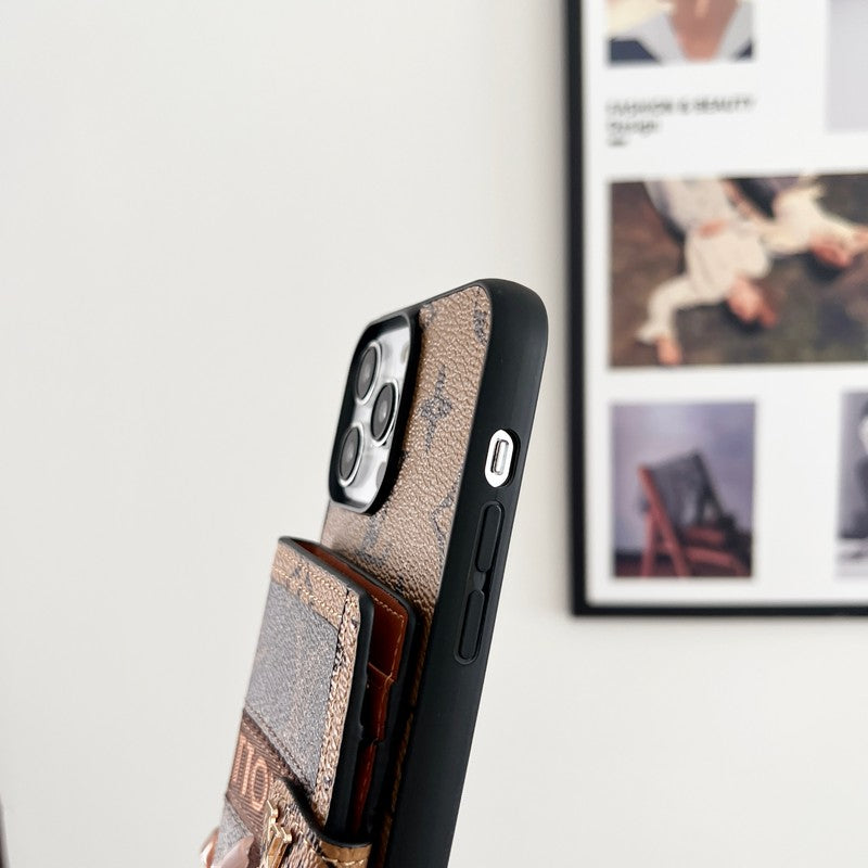 Luksus kortveskekjede Klassisk brunt iPhone-deksel