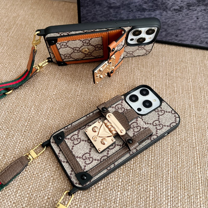 プレミアムカードバッグチェーンクラシックiPhoneケース