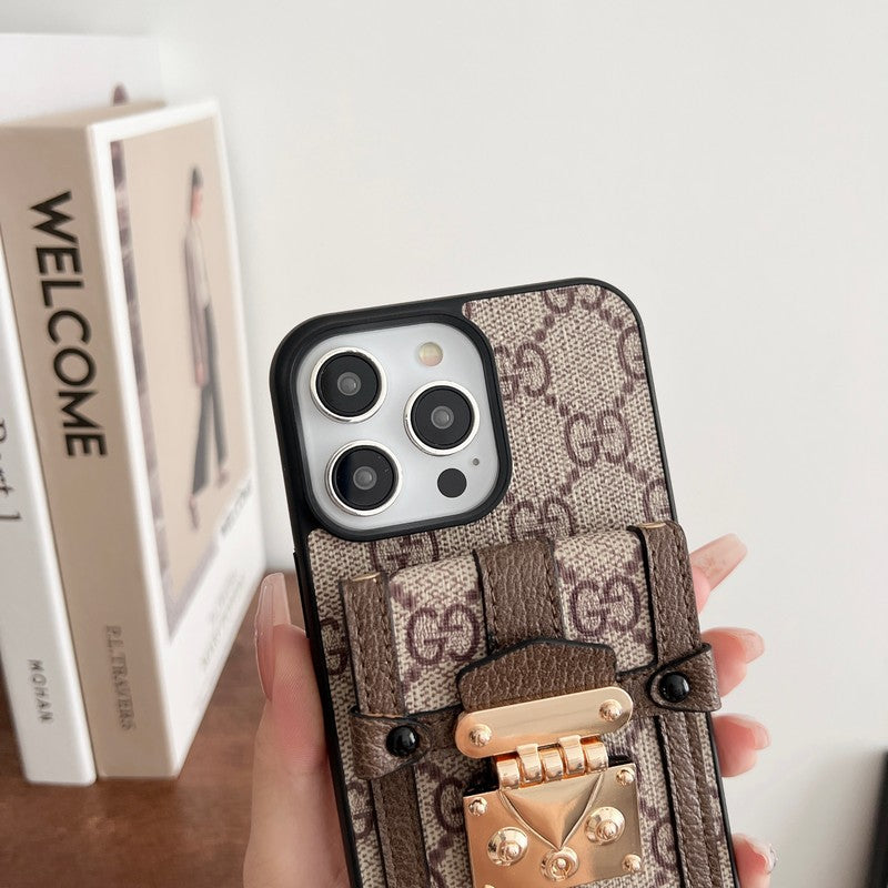 プレミアムカードバッグチェーンクラシックiPhoneケース