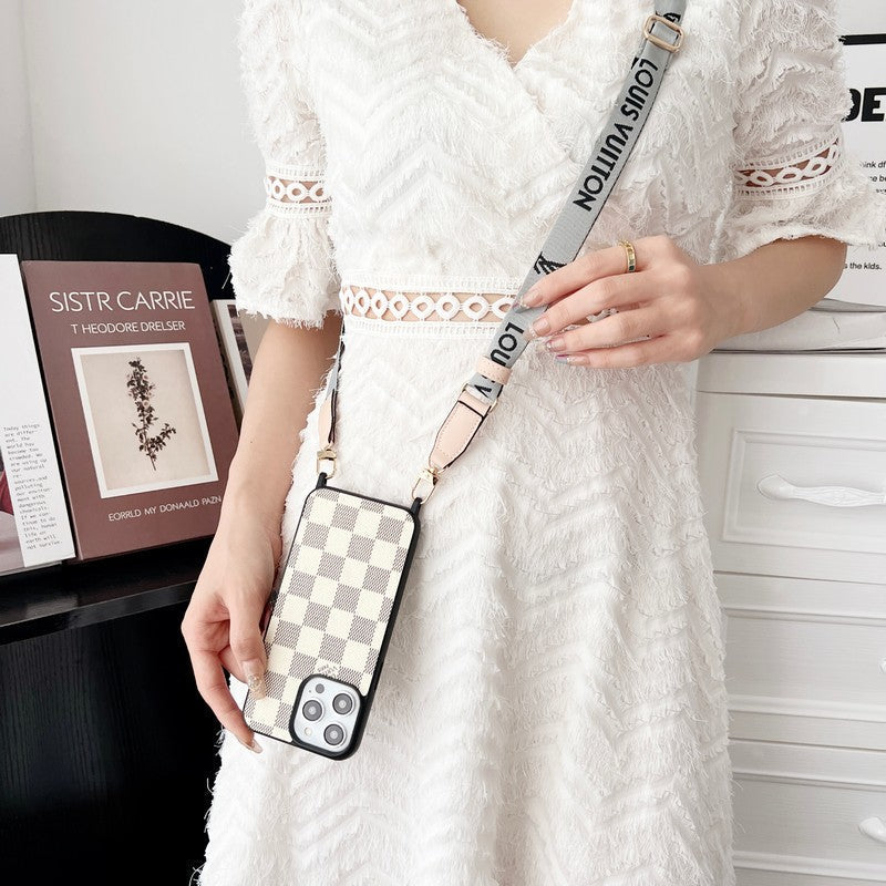 Luxusní Black & Bílé Crossbody pouzdro na iPhone