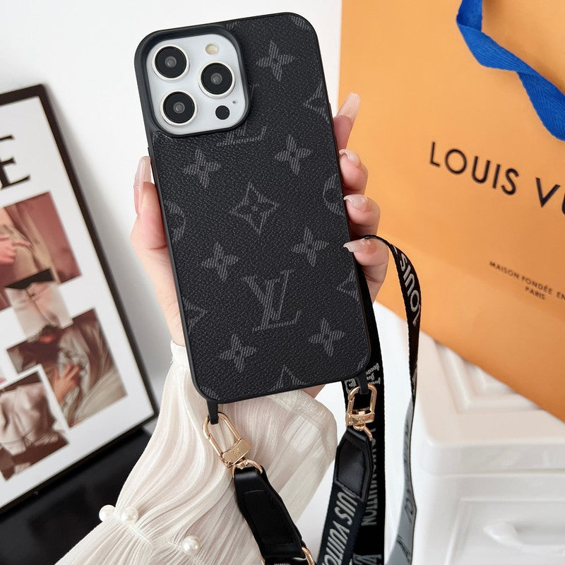 Luxusní Black & Bílé Crossbody pouzdro na iPhone