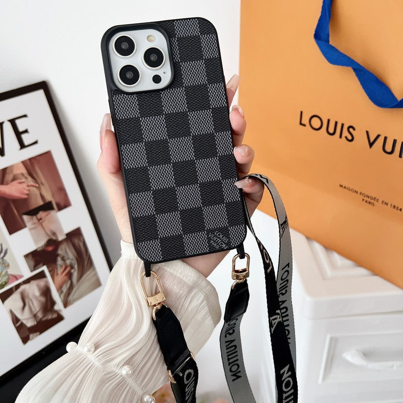 Luxusní Black & Bílé Crossbody pouzdro na iPhone