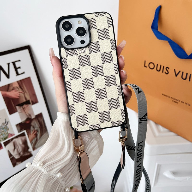 Luxusní Black & Bílé Crossbody pouzdro na iPhone