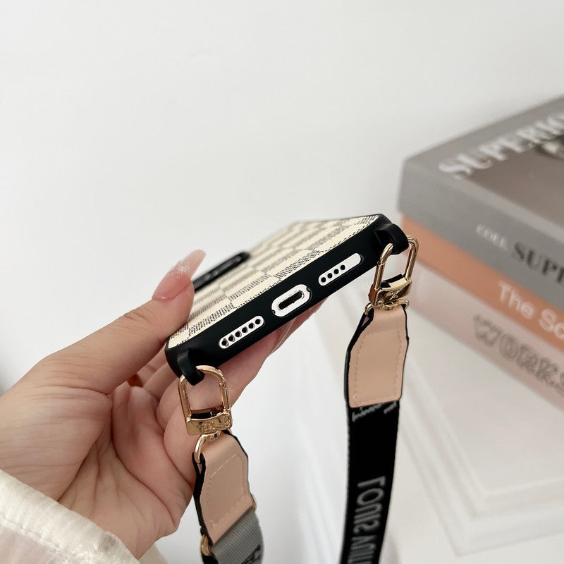 Luxusní Black & Bílé Crossbody pouzdro na iPhone