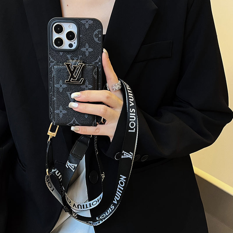 Luksus kortveske Kjede Svart iPhone-deksel