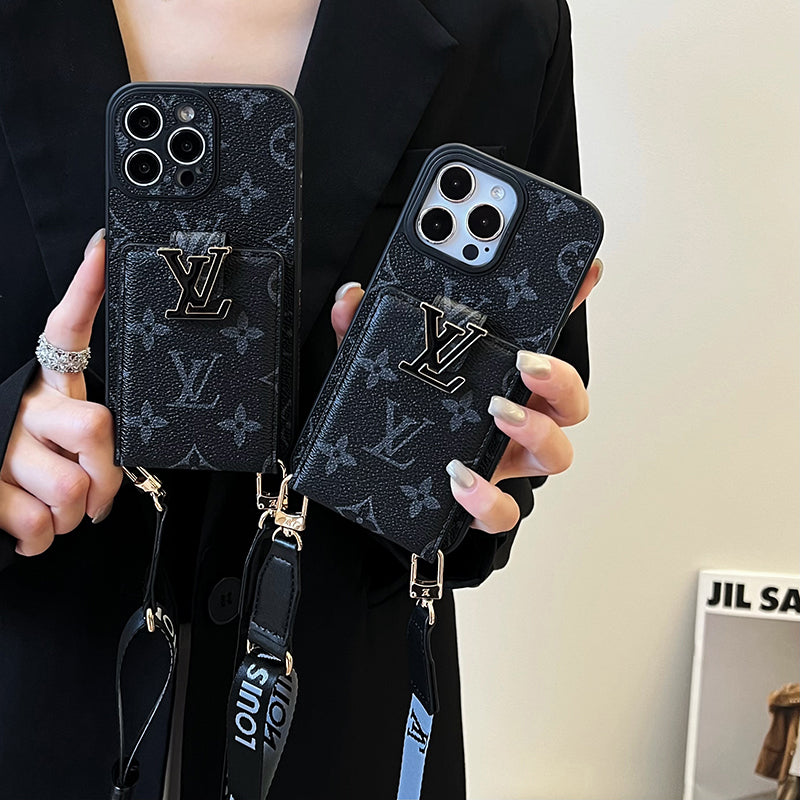 Luksus kortveske Kjede Svart iPhone-deksel