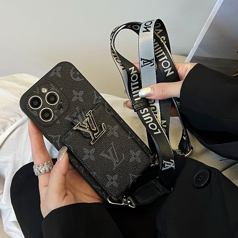 Luksus kortveske Kjede Svart iPhone-deksel