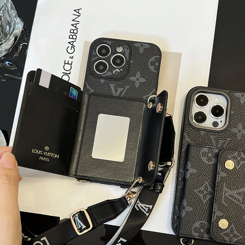 Luksus kortveske Kjede Svart iPhone-deksel