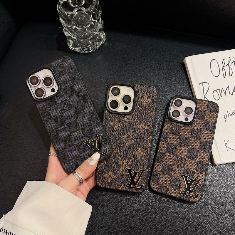 Luxusní kožené pouzdro na iPhone s černým logem