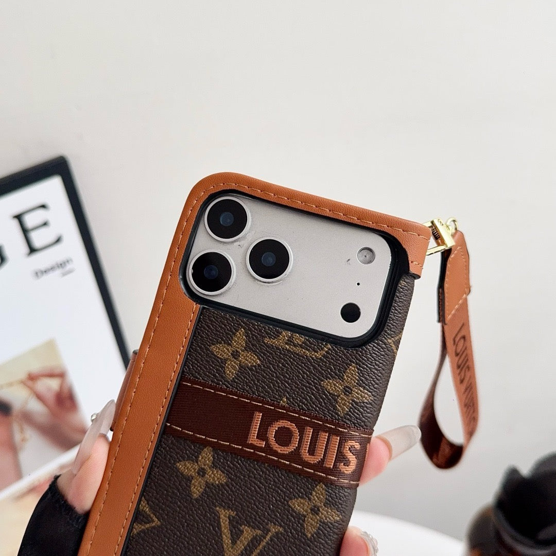 حافظة iPhone فاخرة ذات نمط فاخر مع حامل البطاقة وحزام