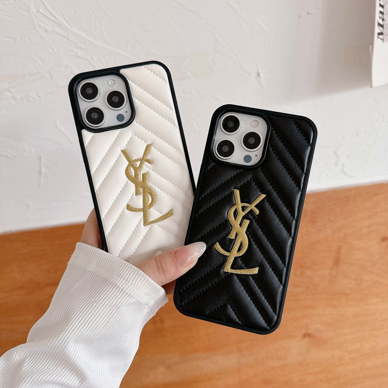 セイントブラック & ホワイトレザーiPhoneケース