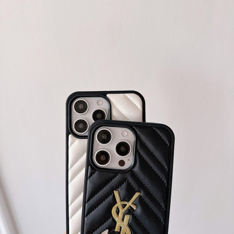 セイントブラック & ホワイトレザーiPhoneケース