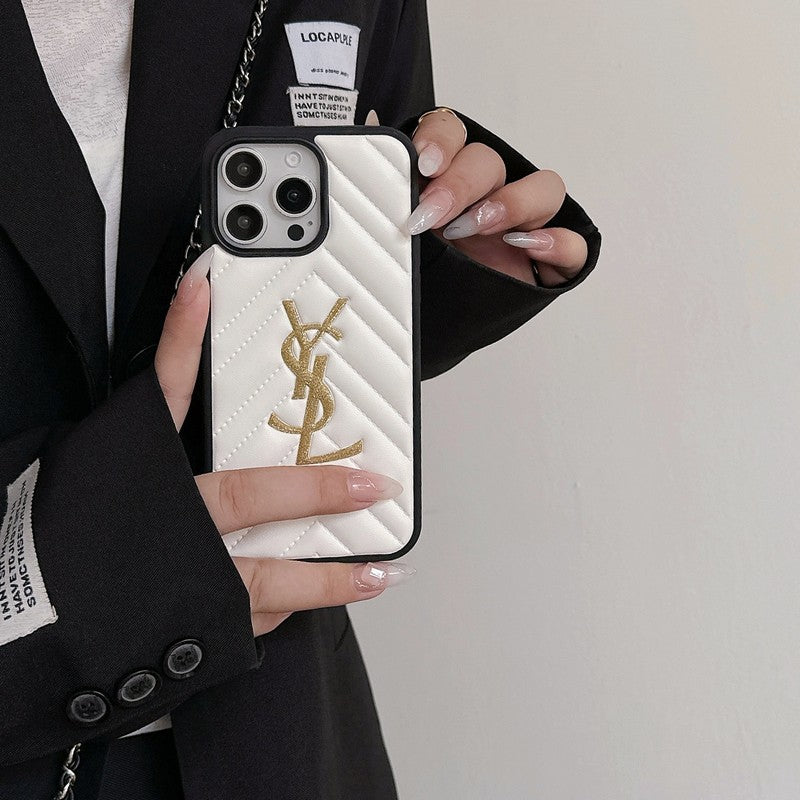セイントブラック & ホワイトレザーiPhoneケース