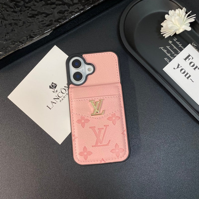 Funda de iPhone de color clásico con tarjetero de lujo