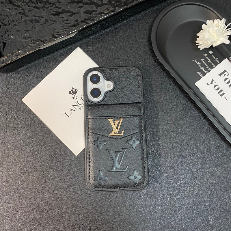 Funda de iPhone de color clásico con tarjetero de lujo