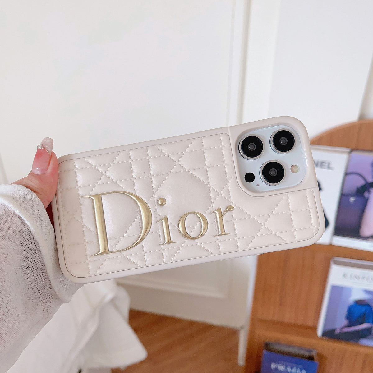 패션 골드 로고 가죽 아이폰 케이스
