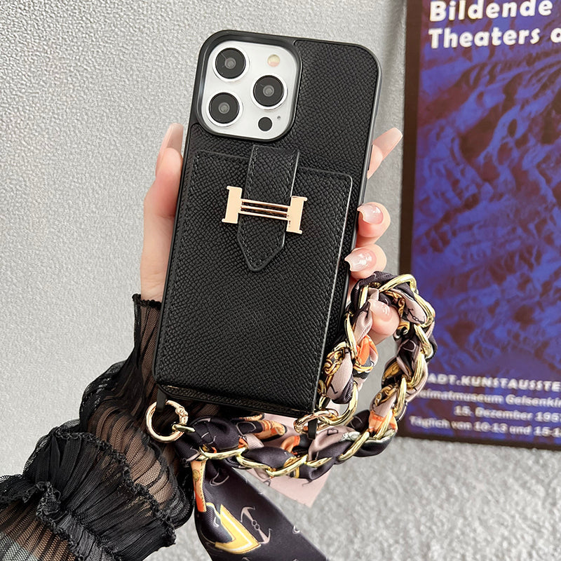 H Card Bag Huivit Nahkainen iPhone-kotelo