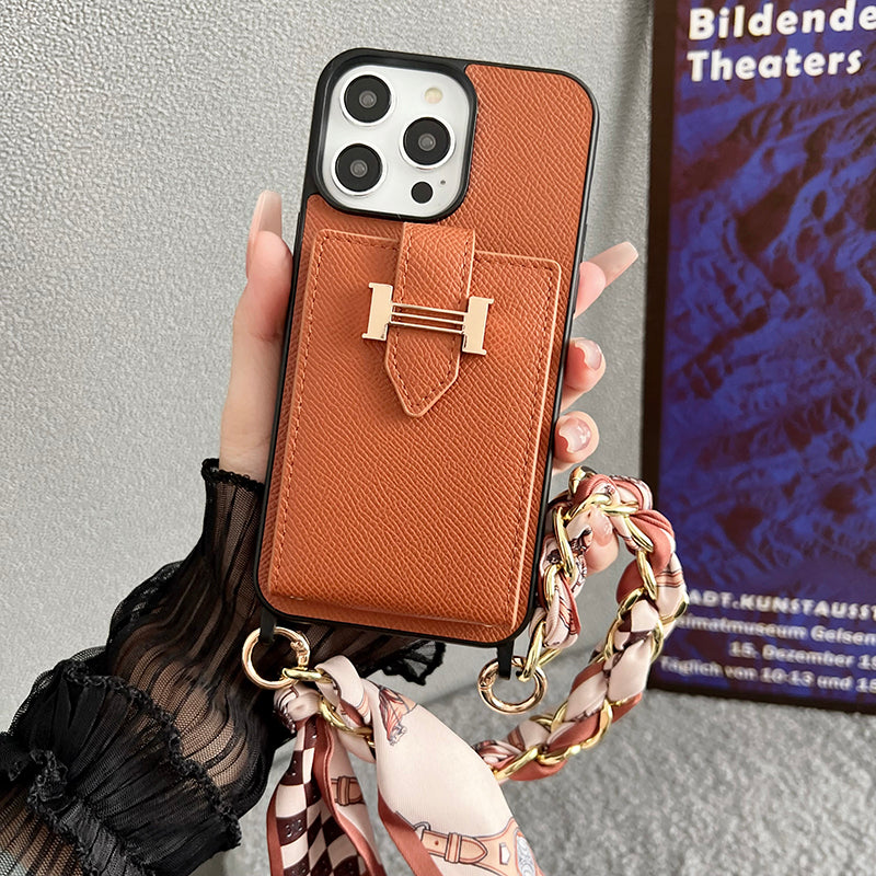 H Card Bag Huivit Nahkainen iPhone-kotelo
