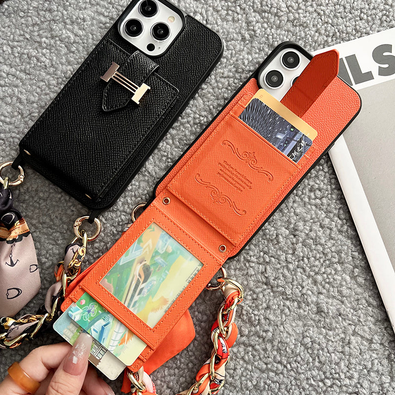 H Card Bag Huivit Nahkainen iPhone-kotelo