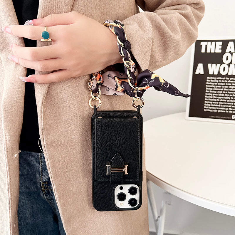 H Card Bag Huivit Nahkainen iPhone-kotelo