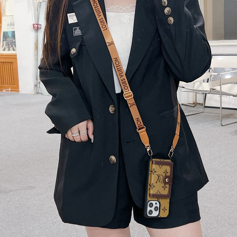 럭셔리 카드백 크로스보데이 아이폰 케이스