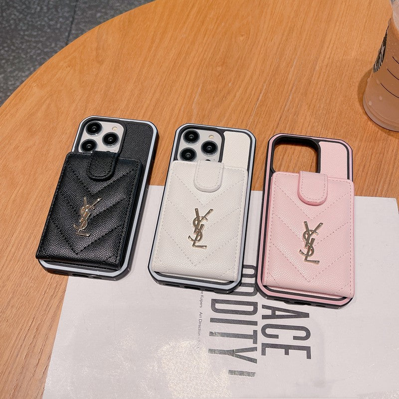 Custodia per iPhone in pelle colorata con borsa Saint Card