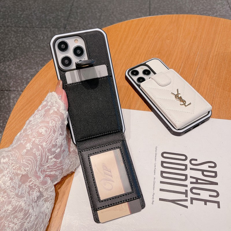 Custodia per iPhone in pelle colorata con borsa Saint Card