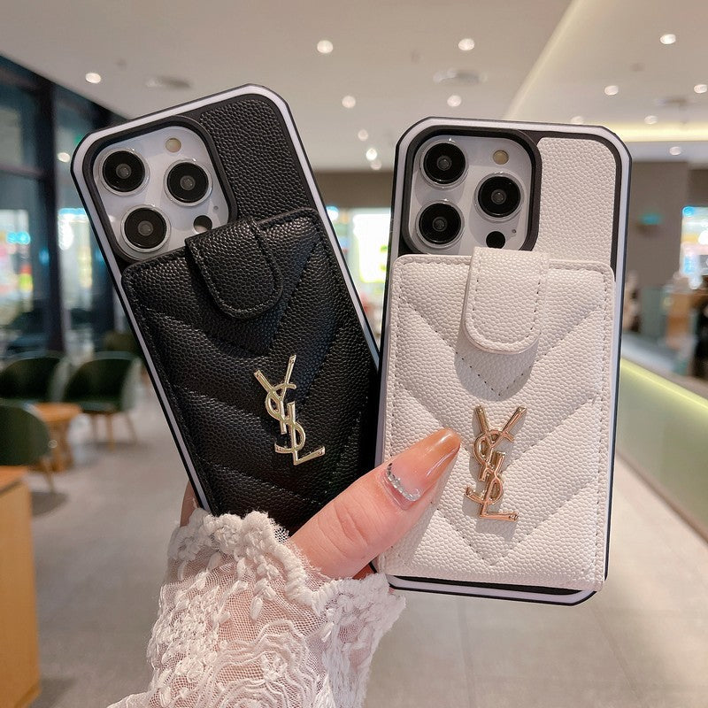 Custodia per iPhone in pelle colorata con borsa Saint Card