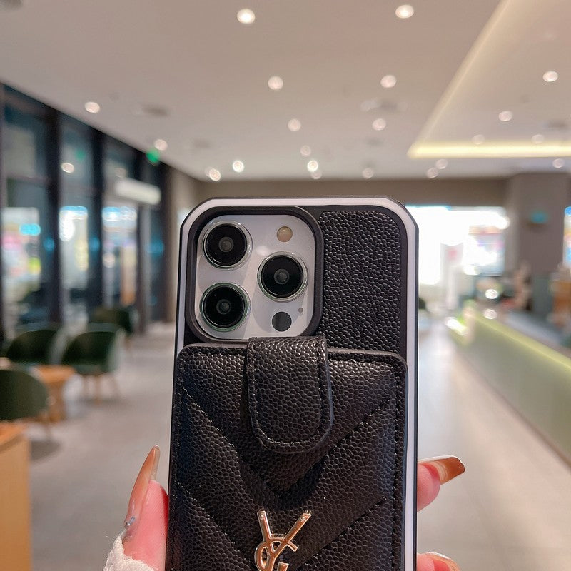 Custodia per iPhone in pelle colorata con borsa Saint Card