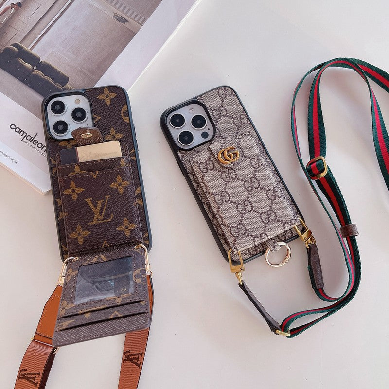 ラグジュアリーカードバッグ クラシックチェーンiPhoneケース