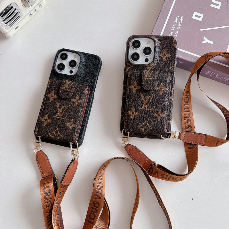 Bolsa de cartão luxuosa com corrente crossbody para iPhone