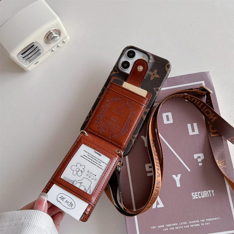 Bolsa de cartão luxuosa com corrente crossbody para iPhone