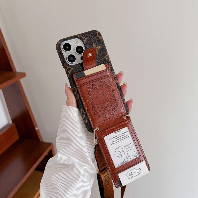 Bolsa de cartão luxuosa com corrente crossbody para iPhone