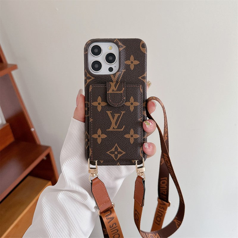 Bolsa de cartão luxuosa com corrente crossbody para iPhone
