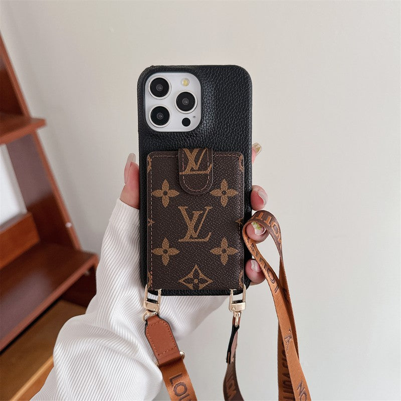 Bolsa de cartão luxuosa com corrente crossbody para iPhone