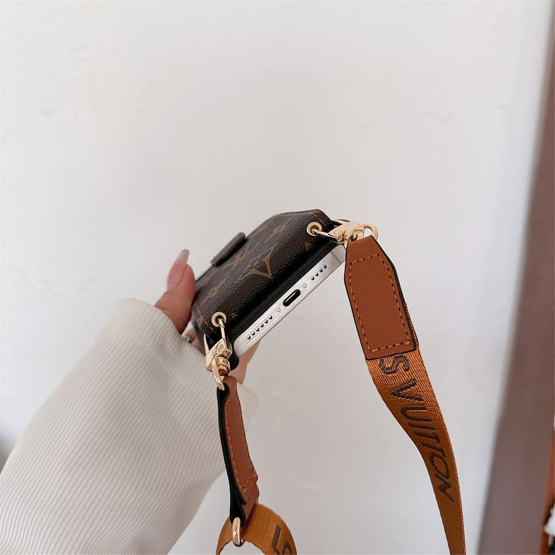 Bolsa de cartão luxuosa com corrente crossbody para iPhone