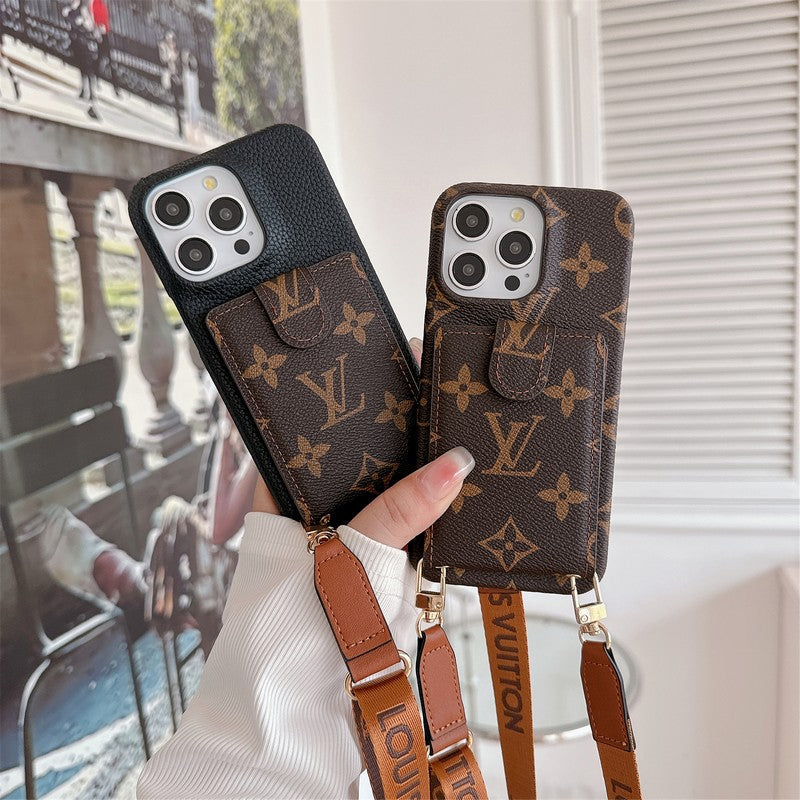 Bolsa de cartão luxuosa com corrente crossbody para iPhone