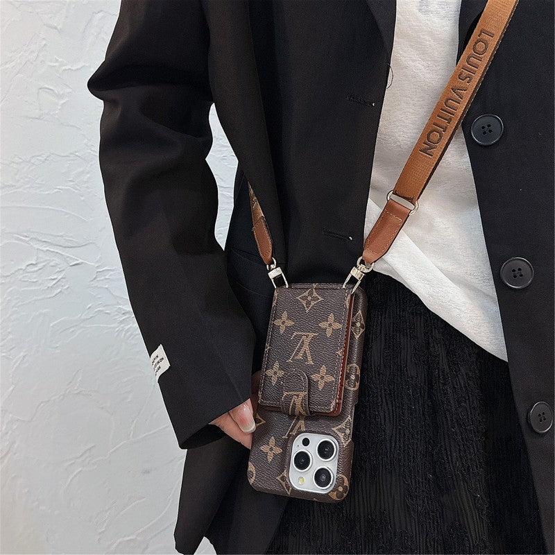 Bolsa de cartão luxuosa com corrente crossbody para iPhone