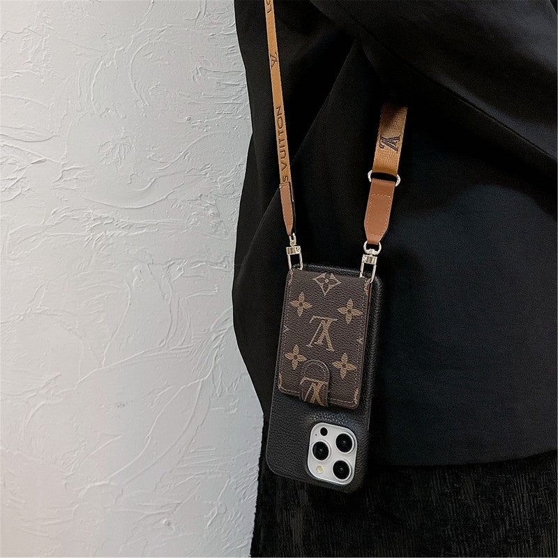 Bolsa de cartão luxuosa com corrente crossbody para iPhone