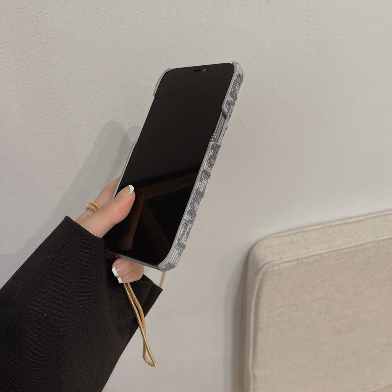 Módna čierna & sivá látková taška na karty Crossbody puzdro na iPhone