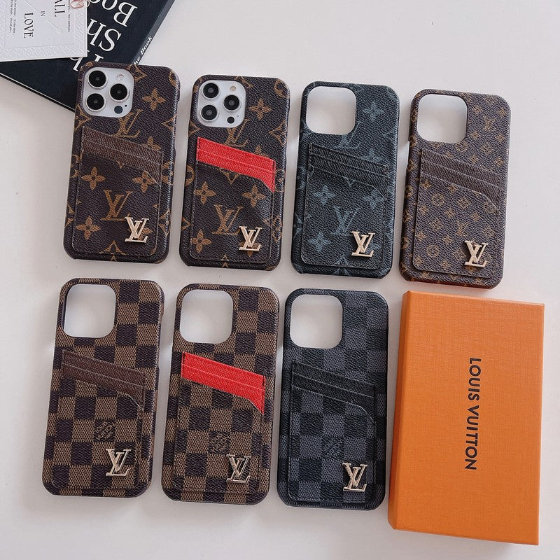 Capa de iPhone clássica com bolsa de cartão luxuosa