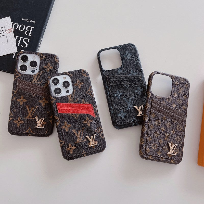 Capa de iPhone clássica com bolsa de cartão luxuosa