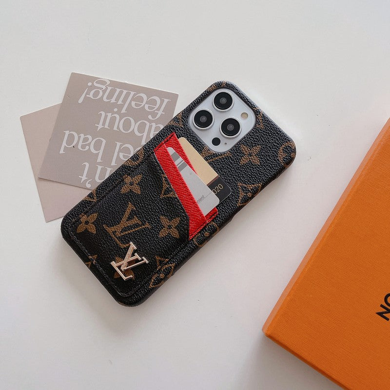 Capa de iPhone clássica com bolsa de cartão luxuosa