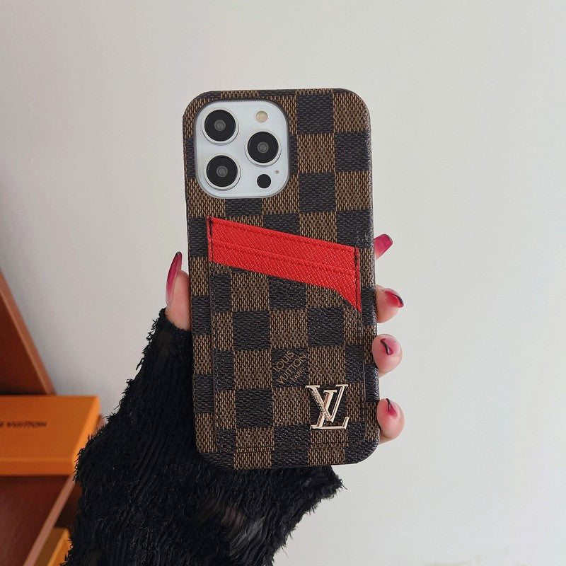 Capa de iPhone clássica com bolsa de cartão luxuosa