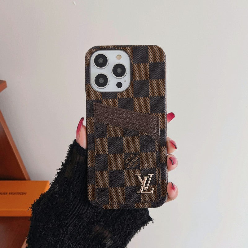Capa de iPhone clássica com bolsa de cartão luxuosa