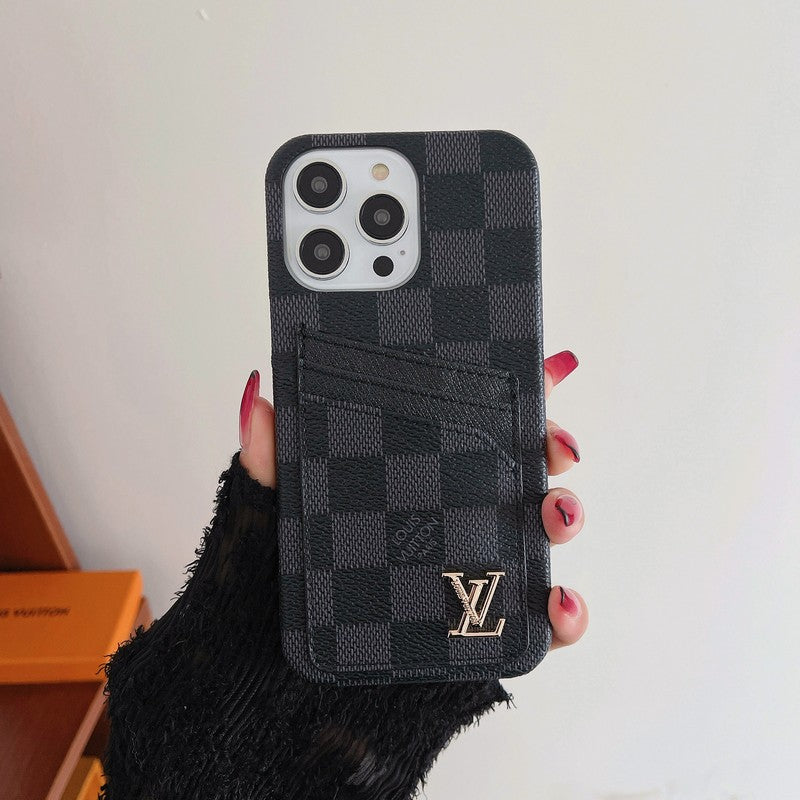 Capa de iPhone clássica com bolsa de cartão luxuosa