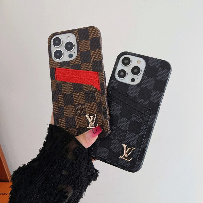 Capa de iPhone clássica com bolsa de cartão luxuosa