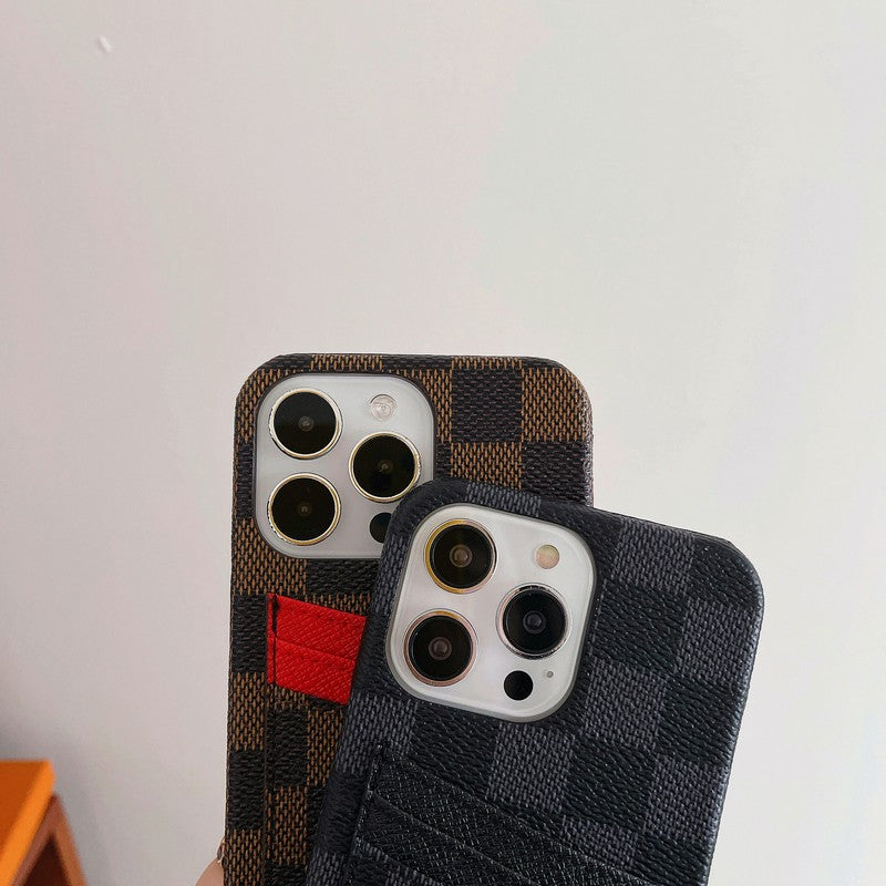 Capa de iPhone clássica com bolsa de cartão luxuosa